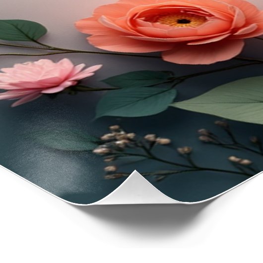  Wild & Free Floral Line Art | Boho Minimal Design Poster (Ecke)