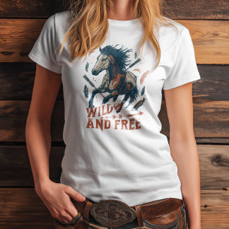 Wild & Free Mustang Cowgirl Design Tri-Blend Shirt