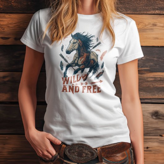 Wild & Free Mustang Cowgirl Design Tri-Blend Shirt