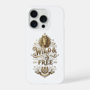 Wild & Free Vintage Pferd Western Retro iPhone Hül 15 Pro Hülle