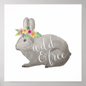 Wild & Free Watercolor Boho Rabbit Poster (Vorne)