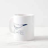 Wild & Free Whale Navy Blue Beach Ocean Kaffeetasse (Vorderseite Links)