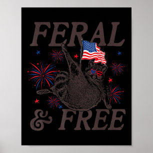 Wild & Frei Lustiger Patriotischer Waschbär Wild U Poster