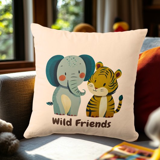 Wild Friends Elephant & Tiger | Dekoration des Kin Kissen
