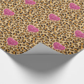 Wild funkelnde rosa Herzen und Leopard-Druck Geschenkpapier (Ecke)