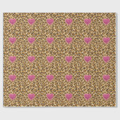 Wild funkelnde rosa Herzen und Leopard-Druck Geschenkpapier (Flach)