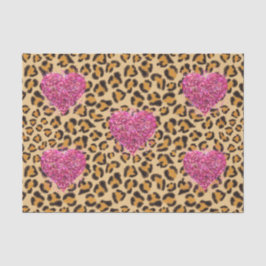 Wild funkelnde rosa Herzen und Leopard-Druck Seidenpapier