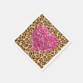Wild funkelnde rosa Herzen und Leopard-Druck Serviette (Ecke)