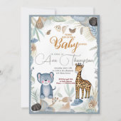 Wild Funny Safari Animals Boy Baby Shower Einladung (Vorderseite)