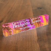 Wild Fuscia Alcohol Tinte Art Desk Namplate Namensplakette (Seite)