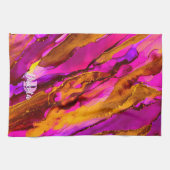 Wild Fuscia und Gold Alkohol Tinte Geschirrtuch (Horizontal)