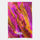 Wild Fuscia und Gold Alkohol Tinte Geschirrtuch (Vertikal)