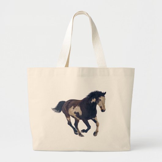 Wild Galloping Pinto American Paint Horse Jumbo Stoffbeutel (Vorne)
