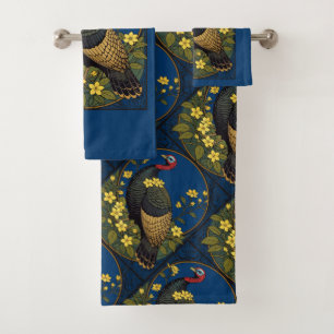 Wild Game Bird Türkei und Jasmine Blume Badhandtuch Set