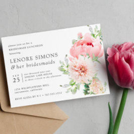 Wild Garden Chic Floral Dahlia Bridesmaid Luncheon Einladung