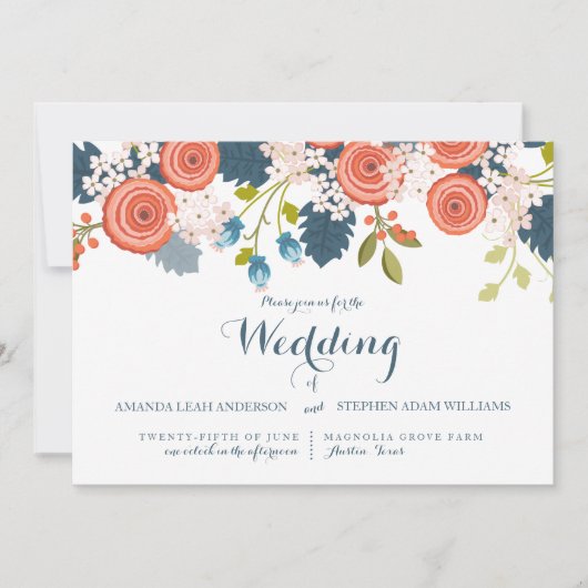 Wild Garden Floral Wedding Einladung (Vorderseite)