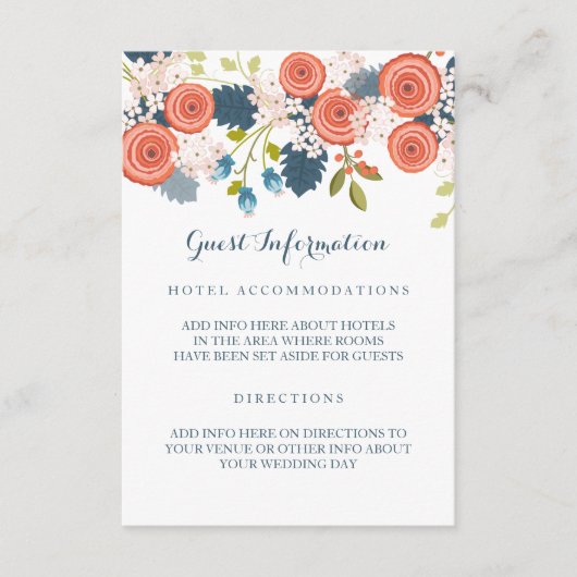 Wild Garden Floral Wedding Guest Info Insert Card (Vorderseite)