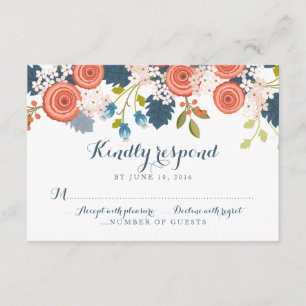 Wild Garden Floral Wedding RSVP Response Card Karte