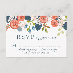 Wild Garden Floral Wedding RSVP Response Card Karte