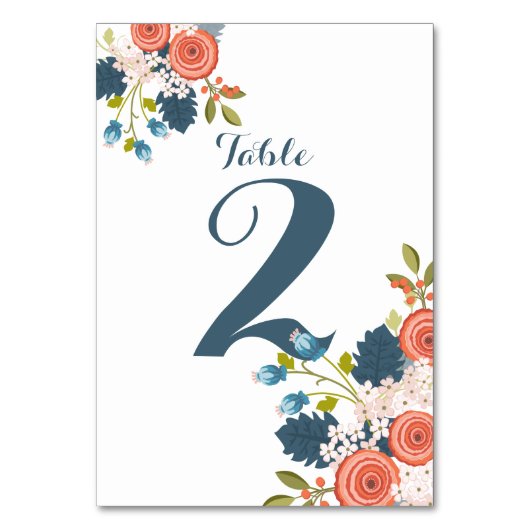 Wild Garden Floral Wedding Tischnummer Card (Vorderseite)