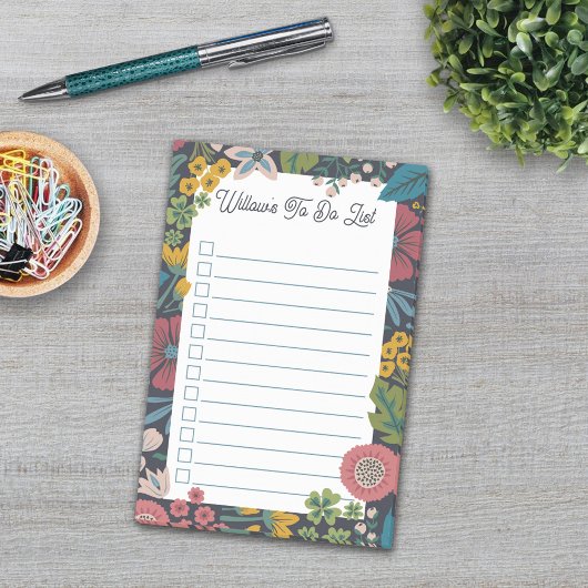 Wild Garden Florals Custom Name To Do List Post-it Klebezettel
