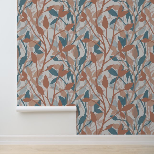 Wild Garden Mist Botanical Layers of Earth Foliage Tapete (Anwendung)