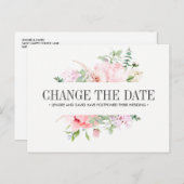 Wild Garden | Rosa Blume WEDGE ÄNDERN DAS DATUM Ankündigungspostkarte (Vorne/Hinten)