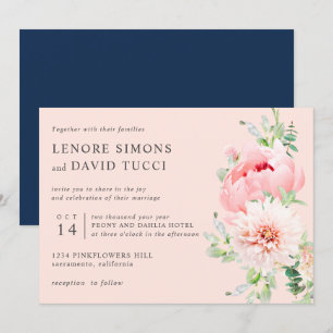 Wild Garden   Rosa botanische Hochzeit Einladung
