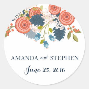 Wild Garden Wedding Personalisiert Gefallen Sticke Runder Aufkleber