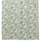 Wild Garden White & Moss Green Duschvorhang (Vorderseite)