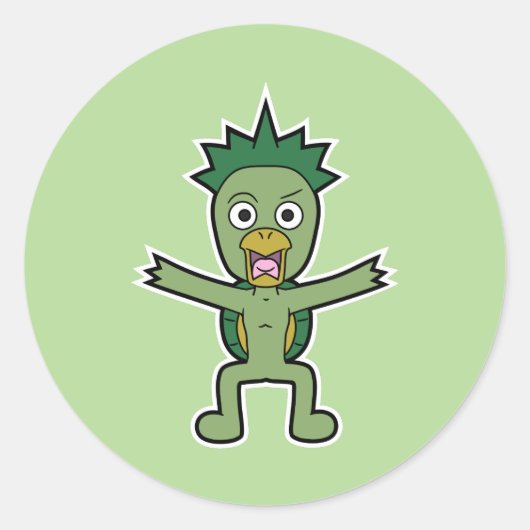 Wild Gawappa - Japanisch Kappa Yokai Monster Runder Aufkleber (Vorderseite)