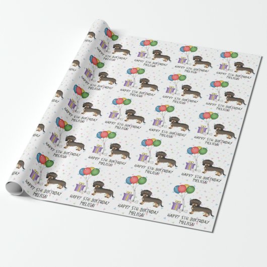 Wild gebackene Dackel Hund - Geburtstag Geschenkpapier (Ungerollt)