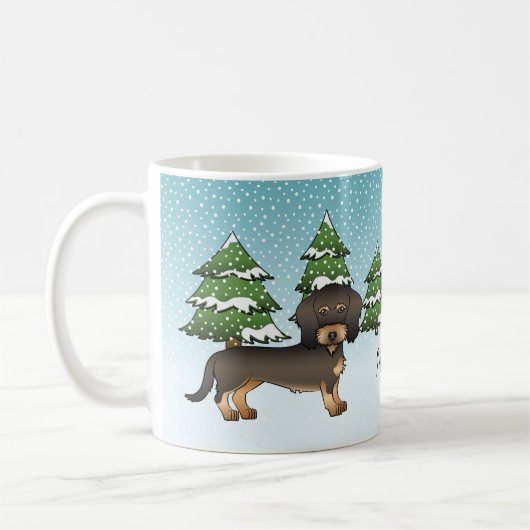 Wild gebackene Dackel mit Harthaar, Hund Winterwal Kaffeetasse (Links)
