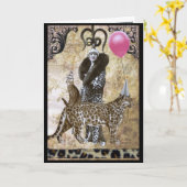 Wild Geburtstag - Frau. Ozelot Karte (Gelbe Blume)