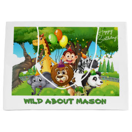 Wild Geburtstag Personalisierter Jungle Thema Gesc Große Geschenktüte