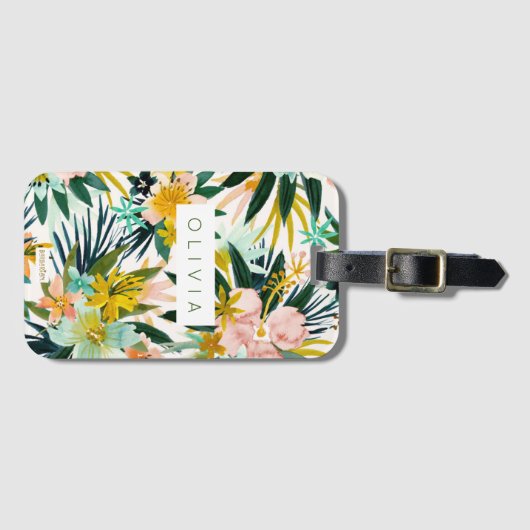 WILD GEFÜHL Tropischen Hibiskus Floral Custom Gepäckanhänger (Vorderseite (Horizontal))