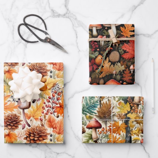 Wild gemahlene Pilze Umschlagpapier flaches Set vo Geschenkpapier Set (Vorderseite)