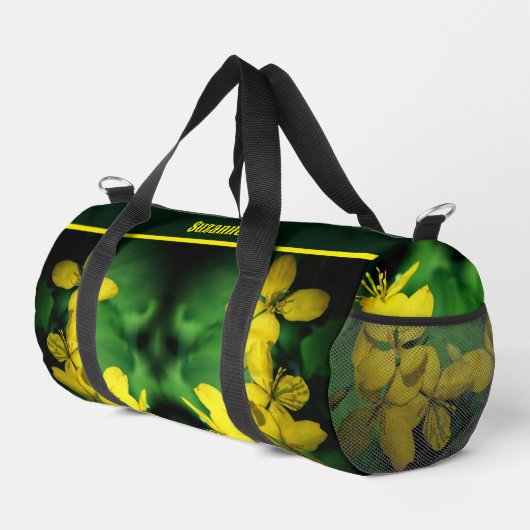 Wild-Geranium-Blume Personalisiert Duffle Bag (Rechte Ecke)