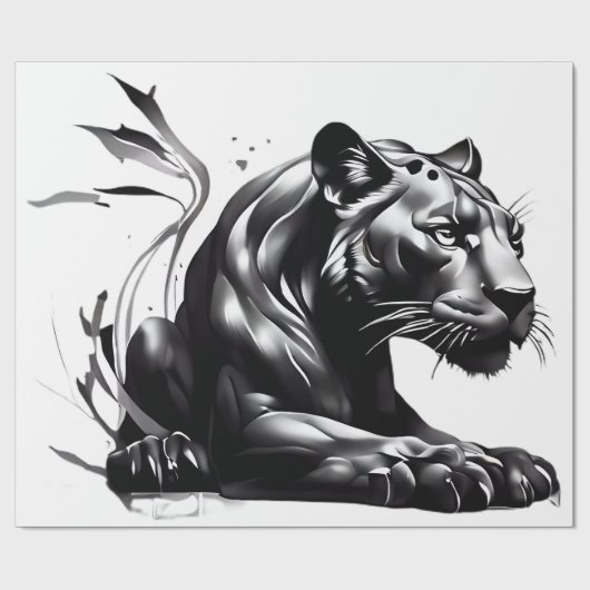 Wild gestaltetes Black Pantha Geschenkpapier (Flach)