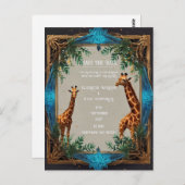 Wild Giraffe Wedding Einladung Postkarte (Vorne/Hinten)