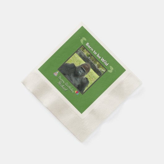 Wild Gorilla Jungle Birthday Design Serviette (Ecke)