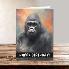 Wild Gorilla Portrait Happy Birthday Karte
