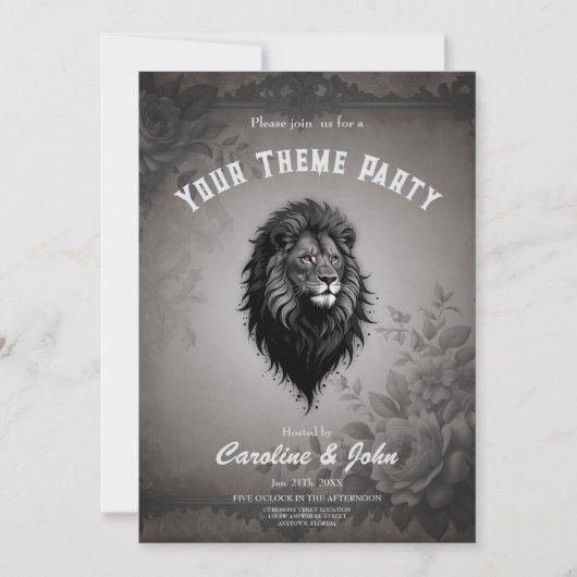 Wild Grace: auffallendes Portrait eines Löwen Einladung (Vorderseite)