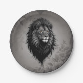 Wild Grace: auffallendes Portrait eines Löwen Pappteller (Vorderseite)