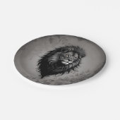 Wild Grace: auffallendes Portrait eines Löwen Pappteller (Schrägansicht)