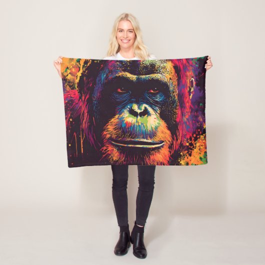 Wild Graffiti Urban Jungle Gorilla Fleecedecke (Beispiel)