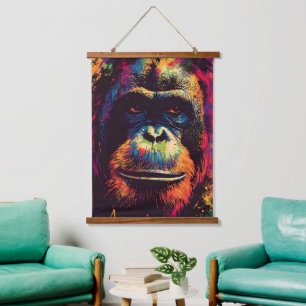 Wild Graffiti Urban Jungle Gorilla Wandteppich Mit Holzrahmen