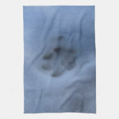Wild grauer Wolf Paw Print im Winterschnee Geschirrtuch (Vertikal)