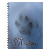 Wild grauer Wolf Paw Print im Winterschnee Notizblock (Vorderseite)