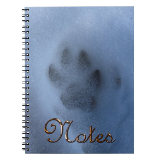 Wild grauer Wolf Paw Print im Winterschnee Notizblock (Vorderseite)
